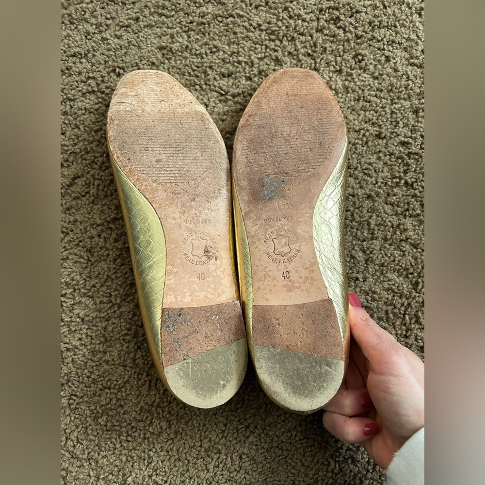 Boden Gold Snakeskin Ballet Flats EU 40 US 9–9.5 Metallic Leather - Picture 5 of 5